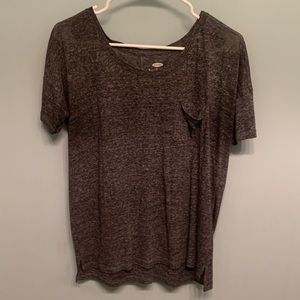 Grey Basic Pocket Short Sleeve Top Small